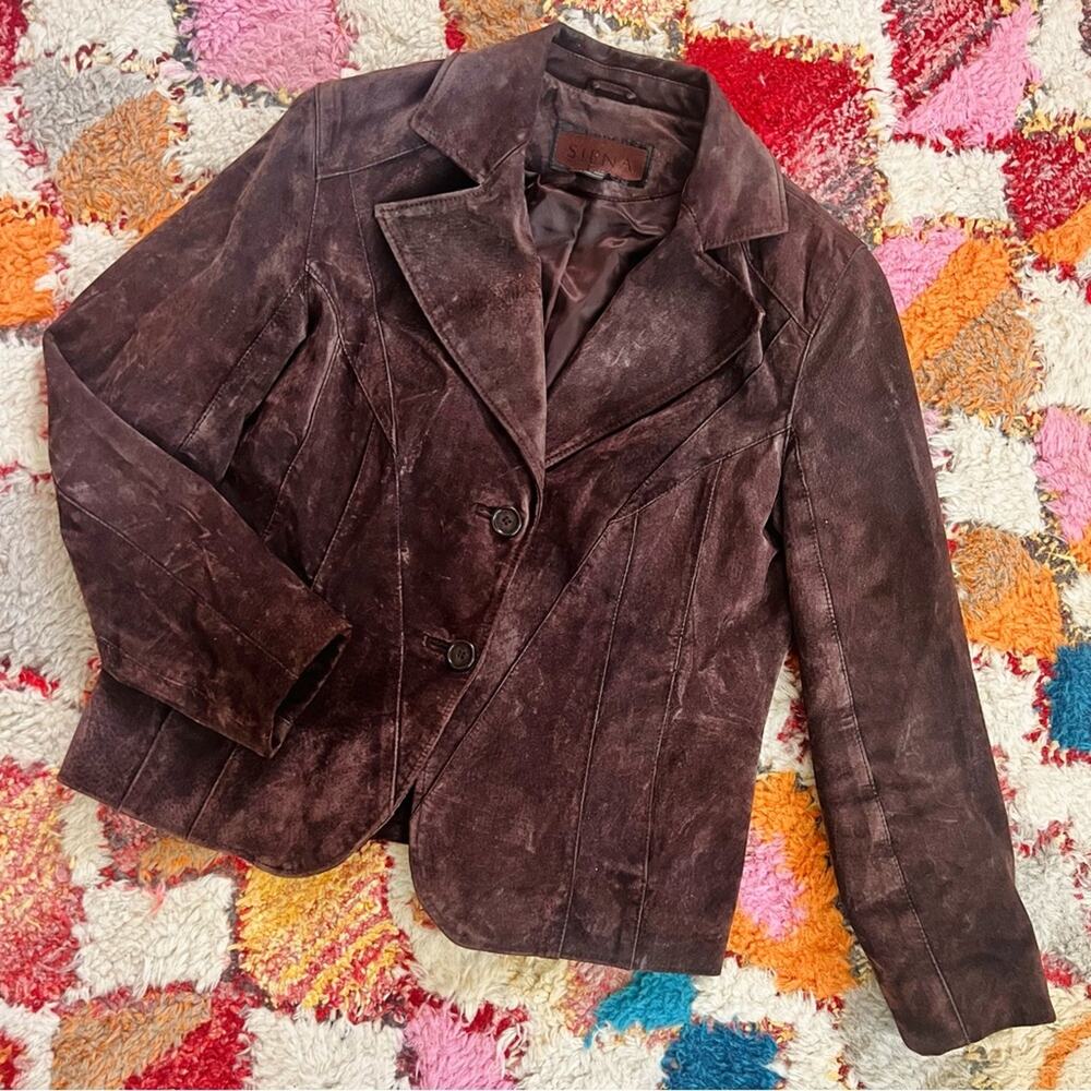 Siena Genuine Suede Blazer Jacket Brown Size 10